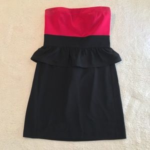 Jay Godfrey Red & Black Peplum Dress